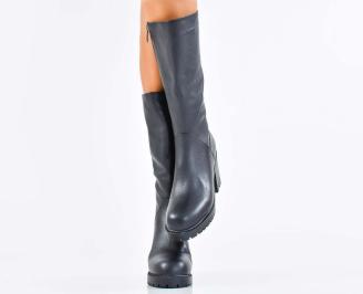 Дамски боти естествена кожа черни EOBUVKIBG