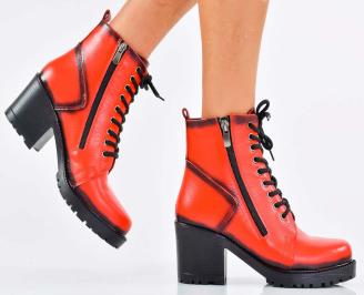 Дамски боти естествена кожа червени EOBUVKIBG