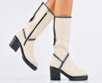 Дамски ботуши естествена кожа бежови EOBUVKIBG