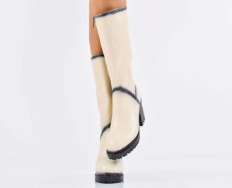 Дамски ботуши естествена кожа бежови EOBUVKIBG