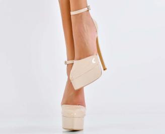 Дамски елегантни сандали бежови EOBUVKIBG