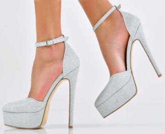 Дамски елегантни сандали сребристи  EOBUVKIBG