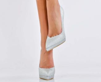 Дамски елегантни обувки сребристи ЕОBUVKIBG