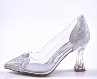 Дамски елегантни обувки сребристи ЕОBUVKIBG