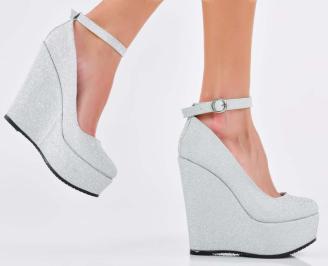 Дамски обувки на платформа сребристи EOBUVKIBG