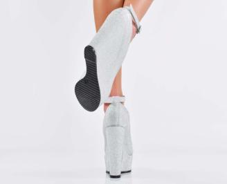 Дамски обувки на платформа сребристи EOBUVKIBG