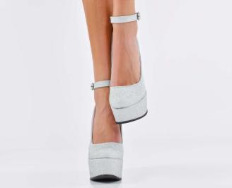 Дамски обувки на платформа сребристи EOBUVKIBG