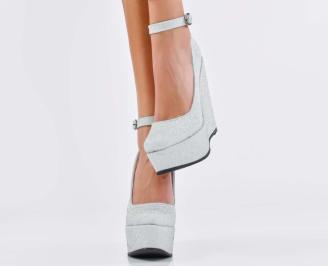 Дамски обувки на платформа сребристи EOBUVKIBG