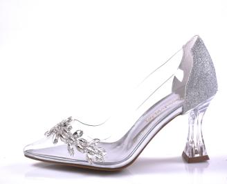 Дамски елегантни обувки сребристи ЕОBUVKIBG