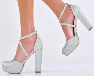 Дамски елегантни сандали сребристи  EOBUVKIBG
