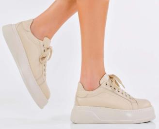 Дамски сникърси естествена кожа бежови EOBUVKIBG