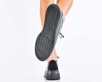 Дамски сникърси естествена кожа черни EOBUVKIBG 3