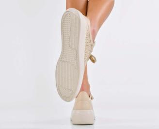 Дамски сникърси естествена кожа бежови EOBUVKIBG 3