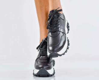 Дамски сникърси естествена кожа черни EOBUVKIBG