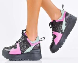 Дамски сникърси естествена кожа черни EOBUVKIBG