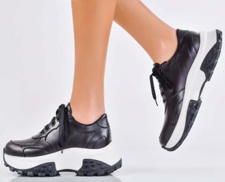 Дамски сникърси естествена кожа черни EOBUVKIBG