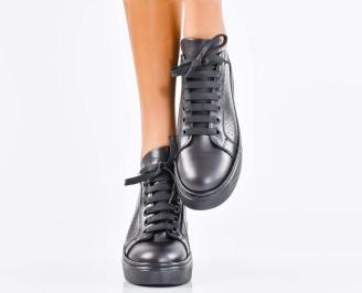 Дамски сникърси естествена кожа черни EOBUVKIBG