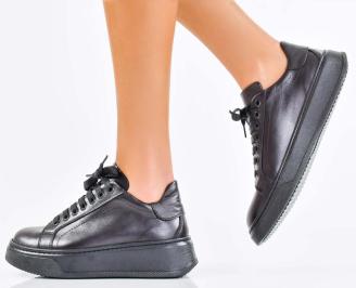 Дамски сникърси естествена кожа черни EOBUVKIBG