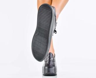 Дамски сникърси естествена кожа черни EOBUVKIBG 3