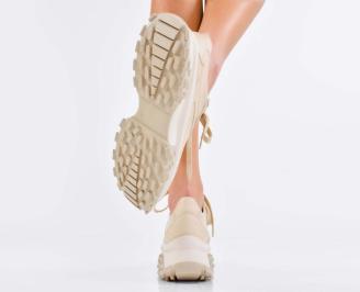 Дамски сникърси естествена кожа бежови EOBUVKIBG 3