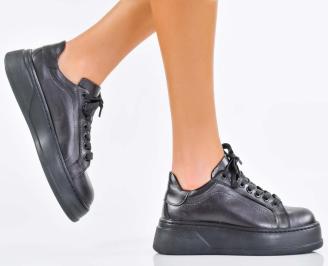 Дамски сникърси естествена кожа черни EOBUVKIBG