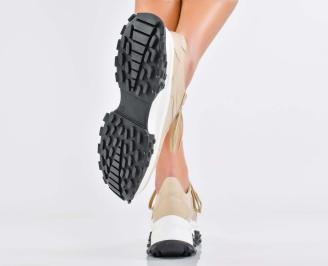 Дамски сникърси естествена кожа бежови EOBUVKIBG 3