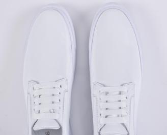 Мъжки кецове естествена кожа бели EOBUVKIBG