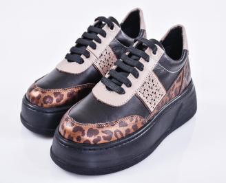 Дамски сникърси естествена кожа черни EOBUVKIBG