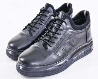 Мъжки кецове естествена кожа черни EOBUVKIBG