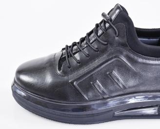 Мъжки кецове естествена кожа черни EOBUVKIBG