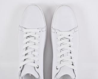 Мъжки кецове естествена кожа бели EOBUVKIBG