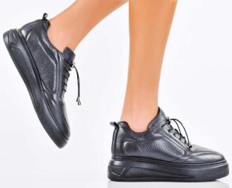 Дамски сникърси естествена кожа черни EOBUVKIBG