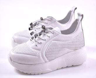 Дамски сникърси естествена кожа бели EOBUVKIBG