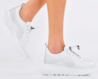 Дамски сникърси естествена кожа бели EOBUVKIBG
