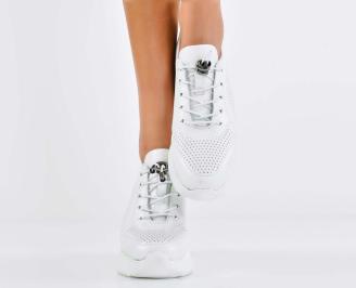 Дамски сникърси естествена кожа бели EOBUVKIBG