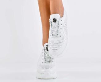 Дамски сникърси естествена кожа бели EOBUVKIBG