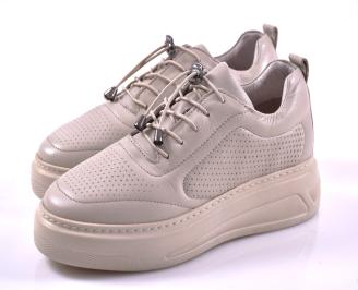 Дамски сникърси естествена кожа бежови EOBUVKIBG