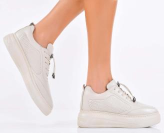 Дамски сникърси естествена кожа бежови EOBUVKIBG