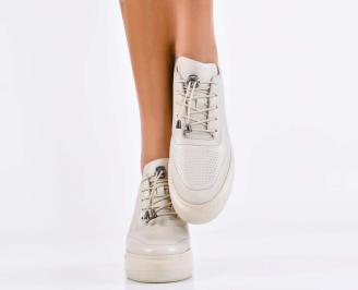 Дамски сникърси естествена кожа бежови EOBUVKIBG