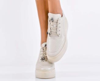 Дамски сникърси естествена кожа бежови EOBUVKIBG