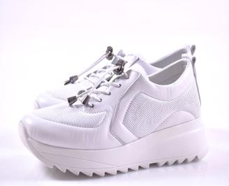 Дамски сникърси естествена кожа бели EOBUVKIBG