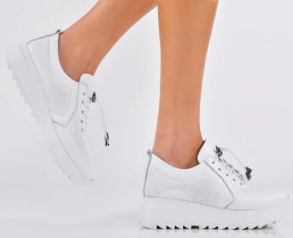 Дамски сникърси естествена кожа бели EOBUVKIBG