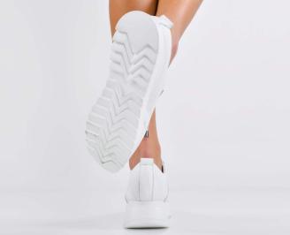 Дамски сникърси естествена кожа бели EOBUVKIBG