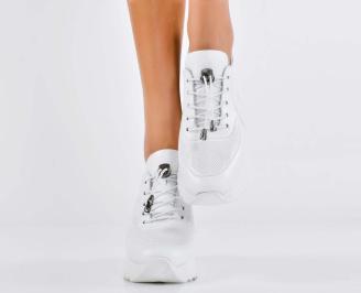 Дамски сникърси естествена кожа бели EOBUVKIBG