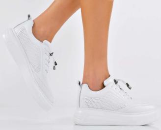 Дамски сникърси естествена кожа бели EOBUVKIBG