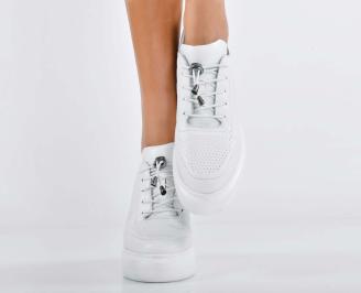 Дамски сникърси естествена кожа бели EOBUVKIBG