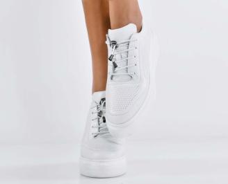 Дамски сникърси естествена кожа бели EOBUVKIBG