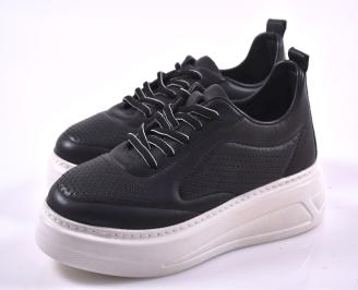 Дамски сникърси естествена кожа черни EOBUVKIBG