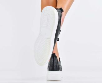 Дамски сникърси естествена кожа черни EOBUVKIBG