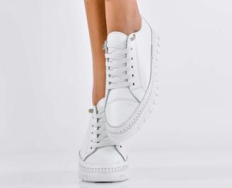 Дамски обувки  естествена кожа бели EOBUVKIBG